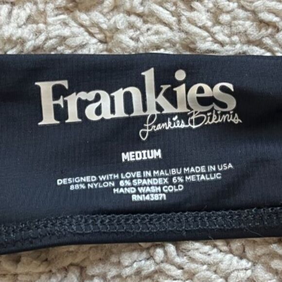 Frankies Bikinis Kendall Tie-Shoulder Bikini Top in Black Size MEDIUM - Picture 4 of 4